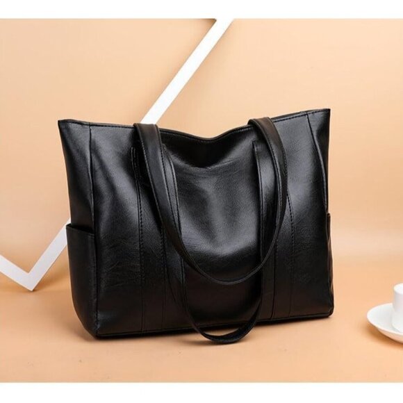 🆕 Women Red PU Leather Big Purses Tote ladies Waterproof Statement Shoulder Bag - Picture 4 of 9